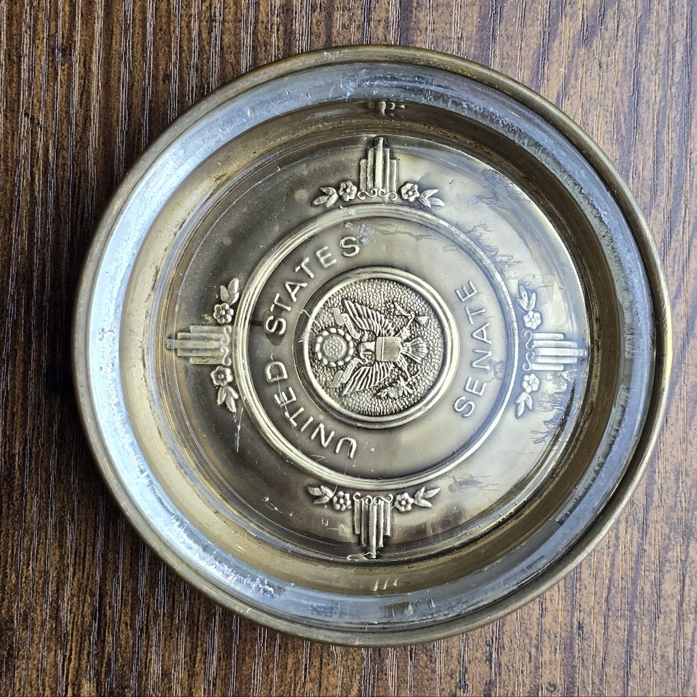 Vintage United States Senate Brass Ashtray Trinket Dish Political Memorabilia